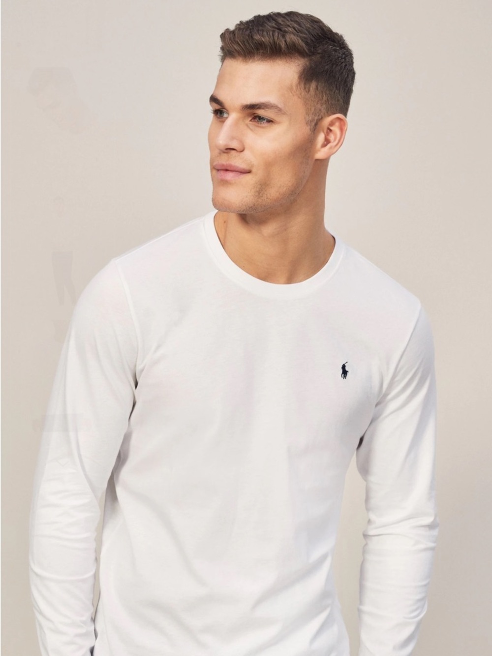 NWT Polo Ralph Lauren White Logo Long Sleeve Cotton T Shirt